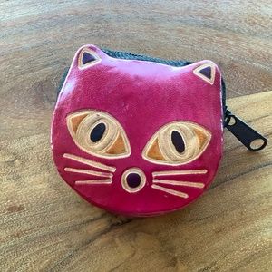 Handmade leather cat coin purse